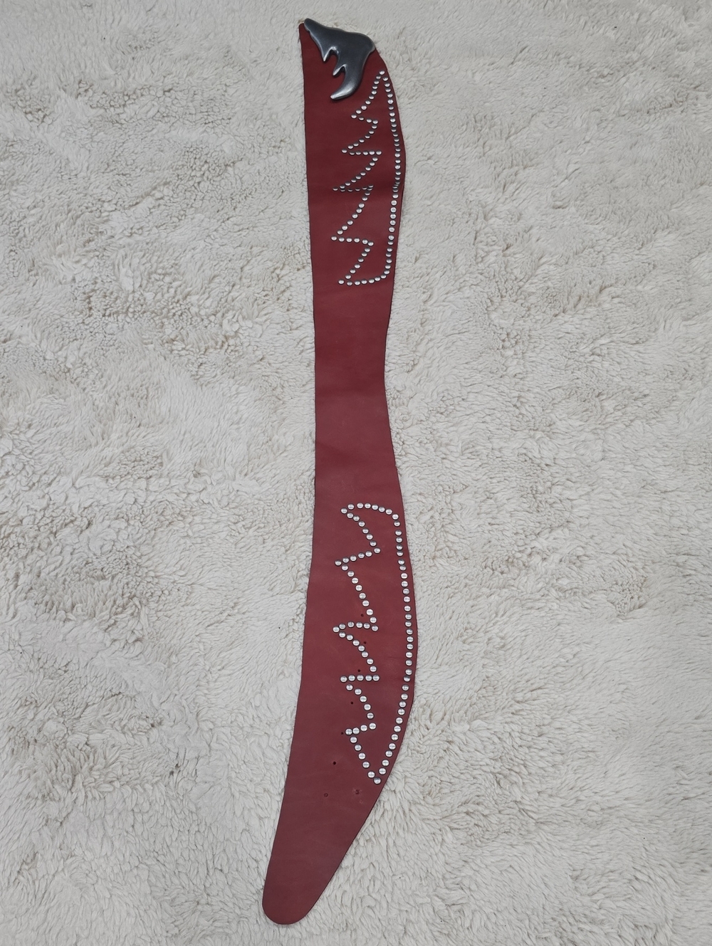 Free People Maroon Studded Waist Belt with Silver Accents